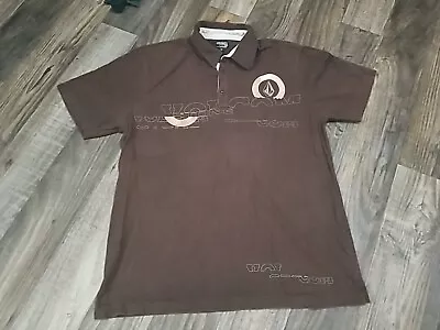 Volcom Measure Shirt Mens Large Quarter Button Up Y2k Brown Polo Shirt  • $18.50