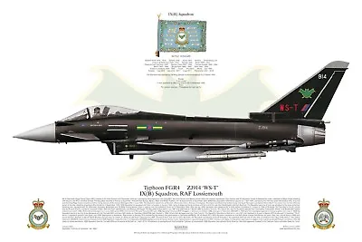 Squadron Print 9 RAF Lossiemouth Black Bat Typhoon FGR4 Aircraft Profile #1600 • £14.99
