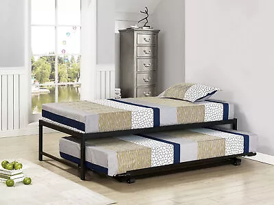 Kings Brand Furniture Twin Size Black Metal Platform Bed With Pop Up Trundle • $399.99