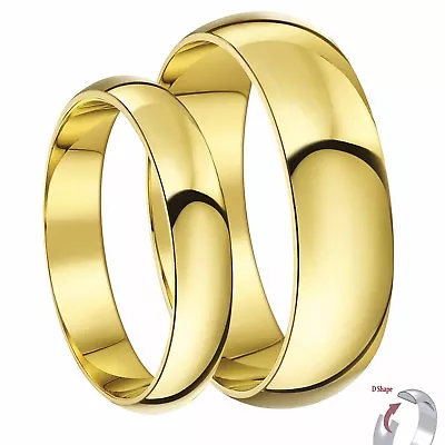 9ct Yellow Gold D Shaped Wedding Rings Light Weight His & Hers Set 3&5mm/4&6mm  • $462.67