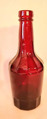 Vtg Wheaton Glass Co. Millville NJ Ruby Red OctagonalSided Glass Bottle 6  Tall  • $13.99