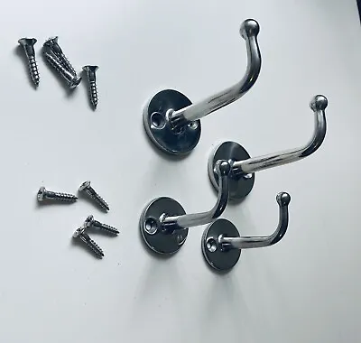 LOT Of 4 Towel Coat  Stainless Steel Wall Mount J Hook Hanger Holder  2  2 9/16  • $19.43