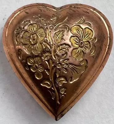 Antique Engraved Gold Metal Puffy Heart Pendant Edwardian? • £7.50