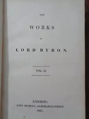 1821 The Works Of Lord Byron Vol Ii Childe Harold's Pilgrimage Cantos Iii-iv  ^ • £19.99