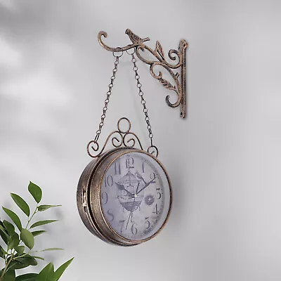 Gentral Station Wall Clock Vintage Double Sided Hanging Clock Home Garden Decor  • $29.64