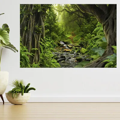 £13.99 • Buy Tropical Jungle With River 3d View Wall Sticker Poster Decal A733