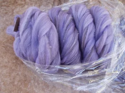 Fine Merino Targhee Romeldale 10 Oz. Wool Pin Drafted Roving Dyed Lavender • $38