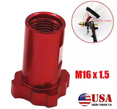 1 PCS Red Aluminum For Spray Gun Cup Connector Adapter M16*1.5mm Internal Thread • $13.22