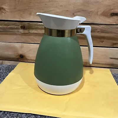 MCM Vintage West Bend Green & White Thermo-Serv Insulated Coffee Pitcher / Pot • $7.99