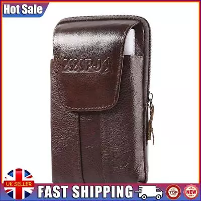 Men Cowhide Leather Fanny Waist Bag Solid Phone Purse Belt Pouch (Wine Red) • £6.59