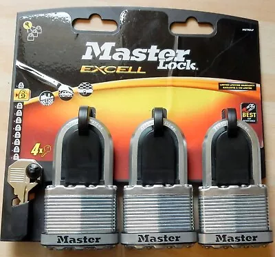 MasterLock Excell  Three Padlocks With Four Keys To Fit All Three Locks • £22