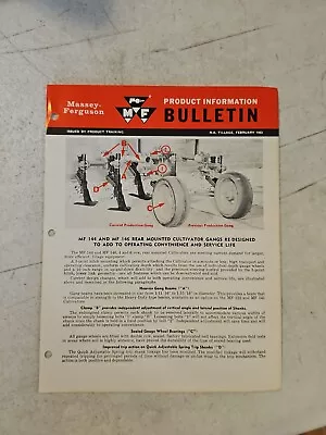 Vintage MASSEY FERGUSON MF 144 146 Cultivator Gangs Product Information Bulletin • $8.95