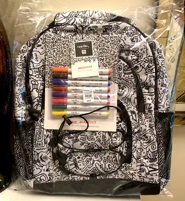School Pottery Barn Keith Haring LARGE BAckpack +Markers Cartoon Comic Teen Gift • $78.95