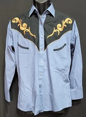 $15.60 • Buy ELY Country Charmers Western Pearl Snap Embroidered Shirt Sz M
