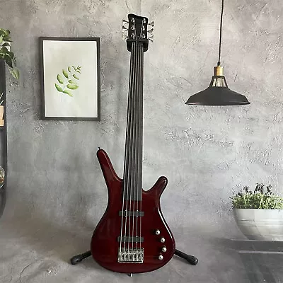 6Strings Unbranded Red Electric Bass Guitar Fretless Maple Neck Chrome Parts • $286