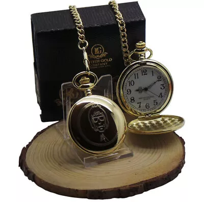 SIGNED LIAM GALLAGHER Personalised Pocket Watch Oasis GIFT 24k Gold Clad In Case • £27.99