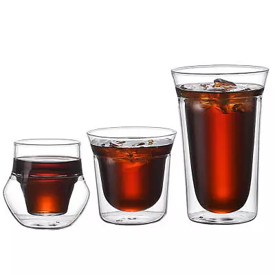 Double Wall Insulated Glass Coffee Glass Mug Clear Tea Cup With Handle • $17.78