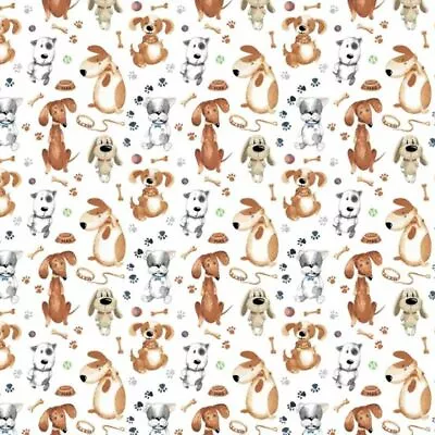 100% Cotton Fabric Dogs Walkies Dachshund Puppies On White Width 160 Cm (62 ) • £1.20