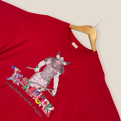 Vintage 90s Tshirt Tag XL Fits M Red Viking Graphic Tee Single Stitch Teerific • $11.19