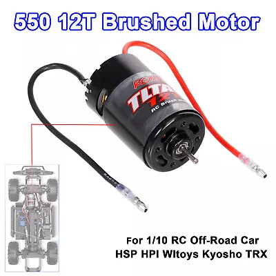 550 12T Brushed Motor Replacement For 1/10 RC Off-Road Car HSP HPI Wltoys C2O7 • $12.99