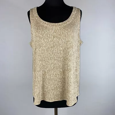 Pure Jill J. Jill Knit Curry Tank Top Women's Size L Scoop Neck Textured Neutral • $22.94