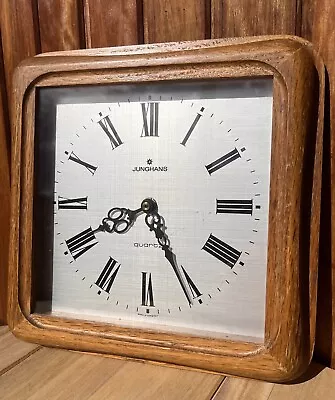 Vintage Junghans Quartz Teak Framed Clock Made In West Germany • $30