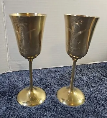 2  Vintage Brass Goblets Saudi Arabia Design Made In Pakistan • $29.99