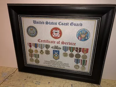 U.s. Coast Guard Certificate Of Service / Shadow Box Print / W-medals  • $19.96