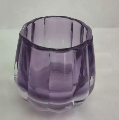 Yankee Candle~Purple Scalloped Glass Votive/Tea Light Candle Holder NEW~RARE • $19.99