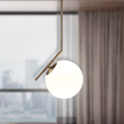 Modern Pendant Light Fashion Glass Bedside Bar Ceiling Lamp Brass E27 White • $99