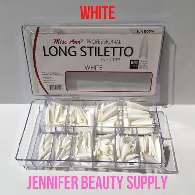 Miss Ana Long Stiletto 500 Pc Artificial Acrylic False Coffin Nail Tip | Beyou  • $9.90