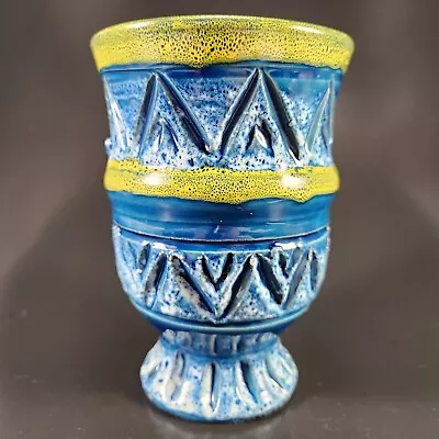 Mid Century Italian Pottery Blue Vase 7 H Vintage Made Italy • $24.99