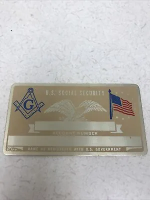 VINTAGE NEW METAL SOCIAL SECURITY CARD 50s-60s USA Free Masons Lodge • $5.88