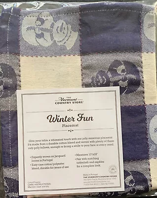 Vermont Country Store Blue And White Check Placemat Winter Fun Set Of 4 Snowman  • £28.90
