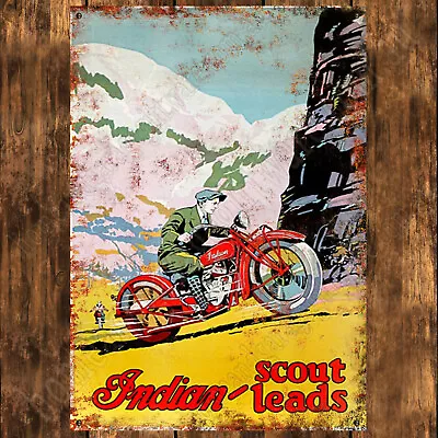 200MM X 285MM ALUMINIUM SIGN - INDIAN MOTORCYCLES - INDIAN SCOUT • $29.90