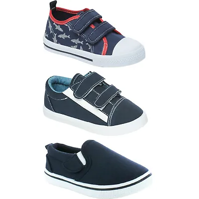 Boys Children Canvas Shoes Summer Pumps Casual Flat Low Top Plimsolls Trainers • £9.99