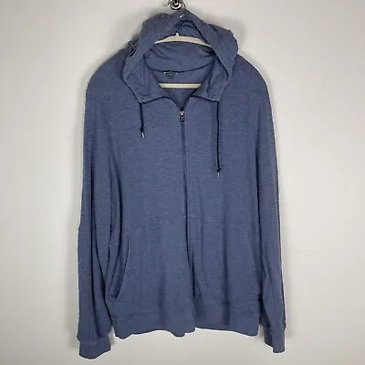 Vince Sweater Mens X Large Blue Zip Up Hooded Cardigan Jersey Lined Waffle Knit • $32