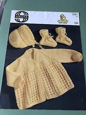 Knitting Pattern -  Double Knit Baby Matinee Jacket Set 18 Inch • £1.50