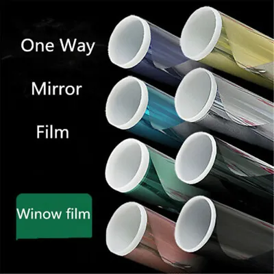 One Way Mirror Window Film Glass Tint Reflective Mirrored Privacy Silver Sticky • £7.19