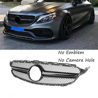 Gloss Black Front Center Grille Grill For Mercedes C-Class W205 C300 2015-2018 • $89.72