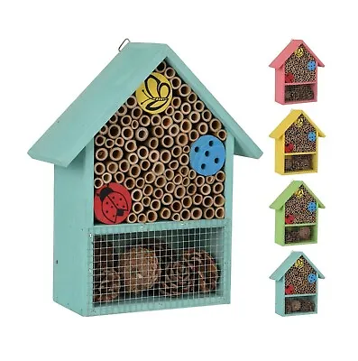 Wooden Insect Bee House Natural Wood Bug Hotel Ladybird Shelter Garden Nest Box • £11.99