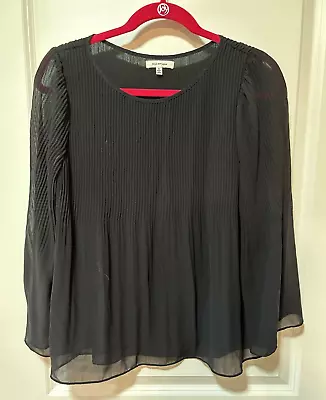 MAX STUDIO Women’s Black Dressy Blouse Pleats Flared Sleeves Lined - Size Small • $16.99