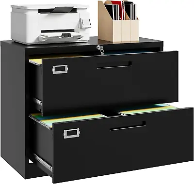 Lateral File Cabinet With Lock 2 Drawer Metal Filing Cabinet For Home Office L • $155.99
