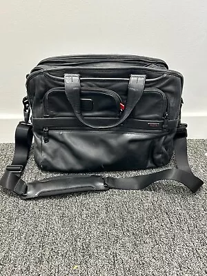 Tumi Alpha 3 Leather Expandable Laptop Bag Briefcase • £200