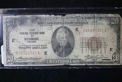 1929 $20 National Currency Richmond VA. Store Sale 091013 • $39.55