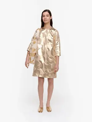 Marimekko Unikko Gold Cocktail Party Dress Nwt 10 40 • $346