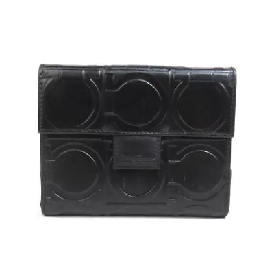 Auth Salvatore Ferragamo Gancini Bifold Wallet Black Leather - E58429a • $145.94