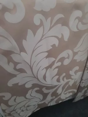 M&S Taupe Damask Floral Pencil Pleat Curtain Fully Lined 160cm Wide X 180 Length • £25