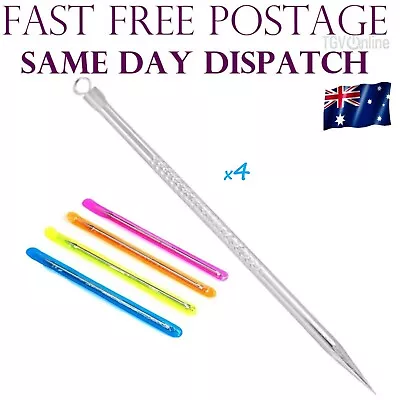 $4.45 • Buy 4pcs Blackhead Remover Black Head Acne Pimple Pore Blemish Extractor Needle Tool