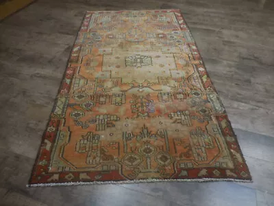 Vintage Anatolian Geometric Turkish Area Rug Vegetable Dy Hand-knotted 3x7.8 • $0.99